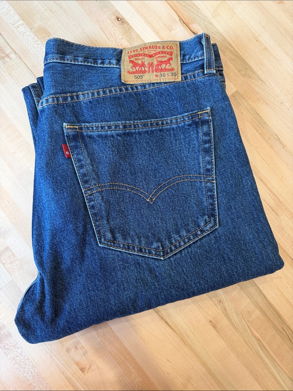 Levi's 505 Straight Leg Men's Jeans in Dark Blue Denim